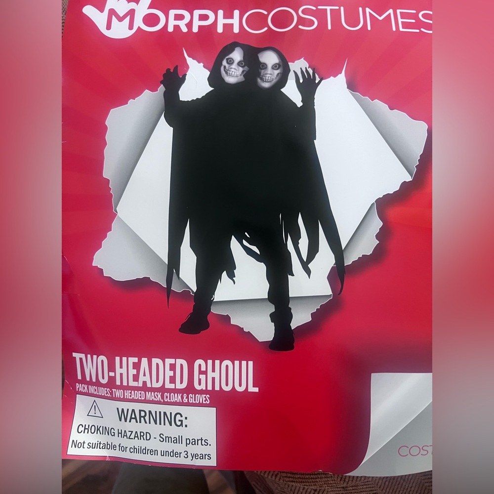 Two-Headed Ghoul Kids Costume - Black - Like New - Youth Large